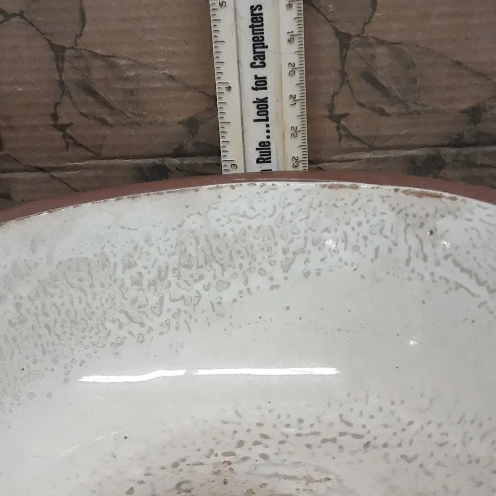 VTG 2 Qt Bean Pot Crock Server w/ vintage primitive stoneware mixing bowl‎